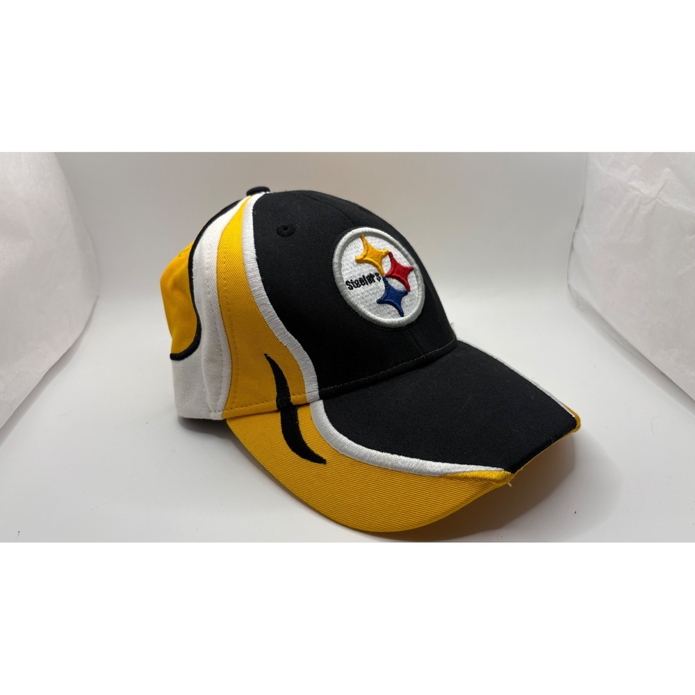 NFL Team Apparel Pittsburgh Steelers Hat Black‎ Gold Adjustable Baseball Cap